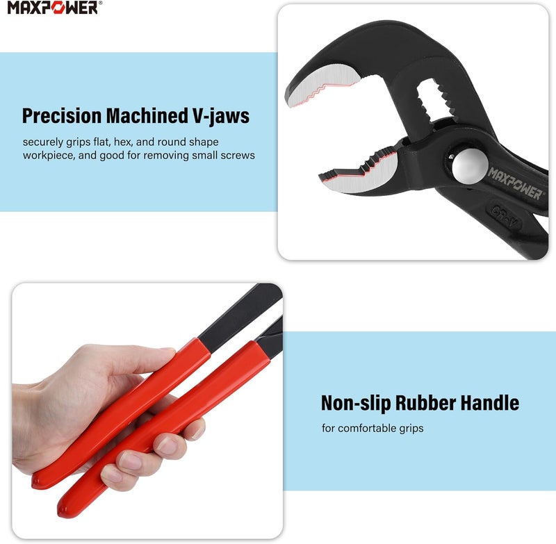 Max Power 16 inch Water Pump Pliers with 3 inch Jaw Capacity Opening Push Button Lock Pliers - Image 5
