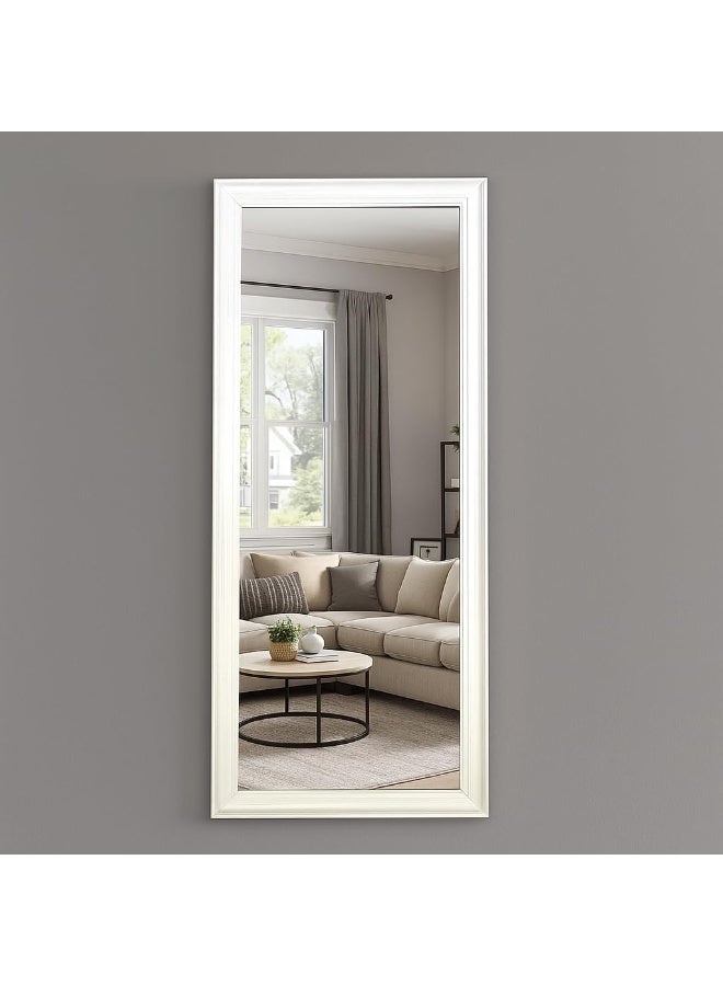 Lumina Mirror Full Length Stand 173cm x 73cm Standing Hanging or Leaning Against Wall, Large Rectangle Bedroom Mirror Floor Mirror Dressing Mirror Wall-Mounted Mirror, PVC Frame - White - Image 1