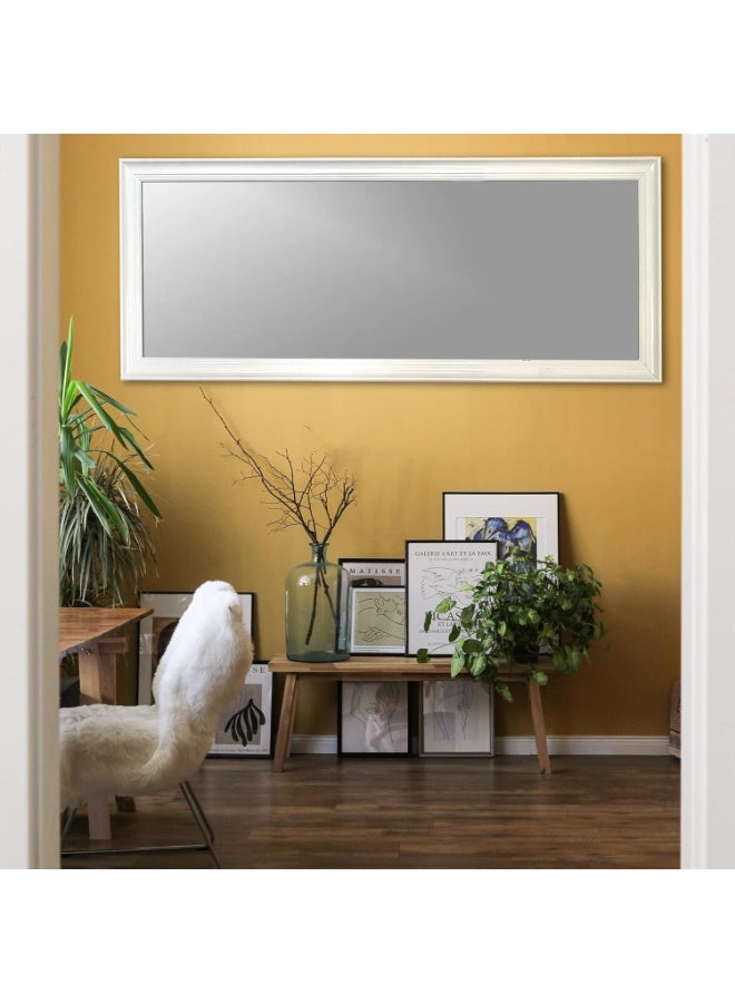 Lumina Mirror Full Length Stand 173cm x 73cm Standing Hanging or Leaning Against Wall, Large Rectangle Bedroom Mirror Floor Mirror Dressing Mirror Wall-Mounted Mirror, PVC Frame - White - Image 5