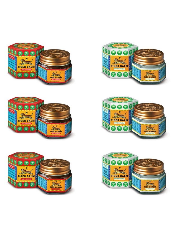 Tiger Balm Red & White Ointment | 9ml each | Pack of 6 | Ayurvedic Pain Relief Balm | Effective Relief from Joint, Body & Knee Pain, Muscular Aches, Sprain, Headache | 3 Red & 3 White | Combo Pack - Image 1