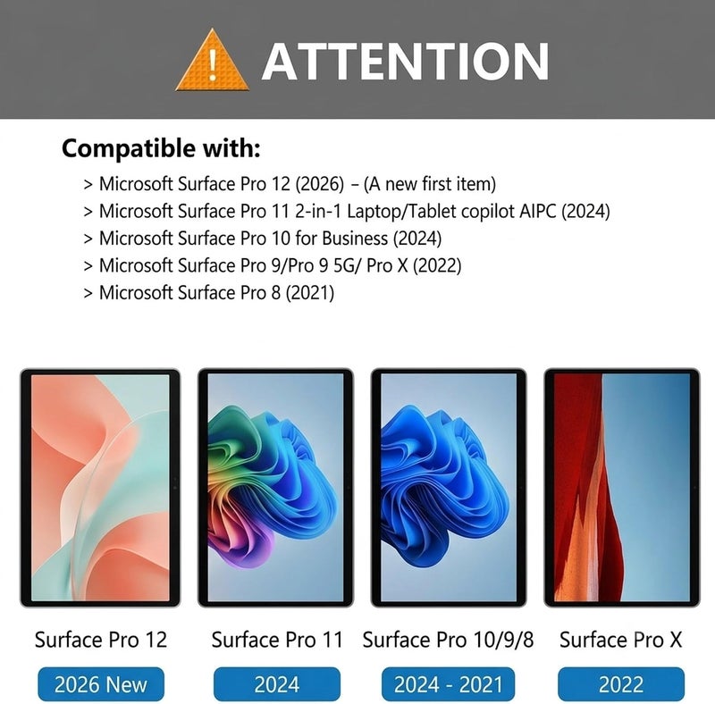 ميجو حامي شاشة لجهاز Microsoft Surface Pro 11 (2024)/9 – يناسب أيضًا أجهزة Surface Pro 10، Pro 8، وPro X (بحجم 13 بوصة) – من الزجاج المقوى، حساسية عالية، يدعم استخدام قلم Surface Pen، ملمس ناعم، عبوة تحتوي على قطعتين. - Image 2