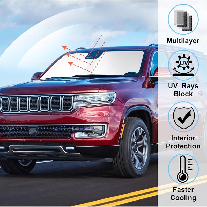 LHFLIVE Custom Fit Windshield Sun Shade for Jeep Wagoneer - Image 2