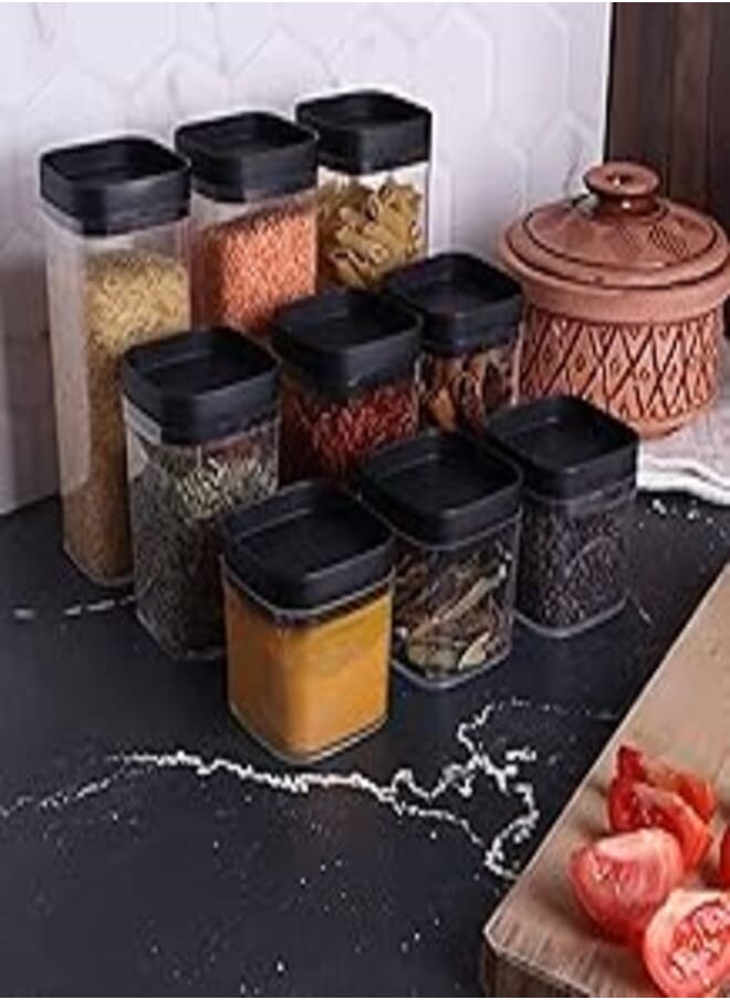 Generic - 9 x 1 Set Square Acrylic Durable Grain Storage Case Transparent Storage Box, Food Containers, Acrylic Cereals Canisters Food Storage Containers,Containers Moisture Proof, Food Storage - Image 1