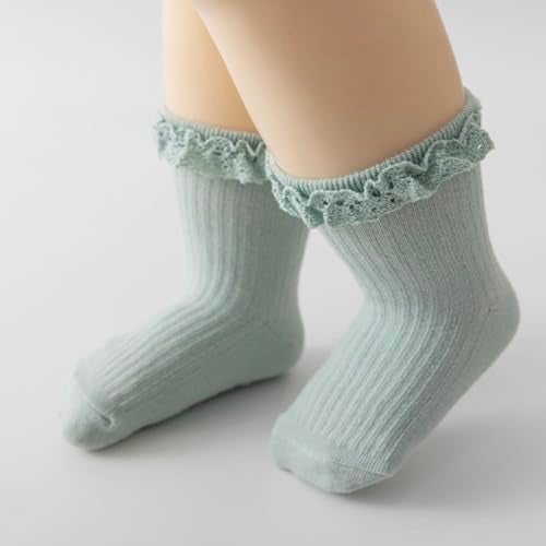 heartbury Cute and Colorful 100% Cotton Baby Girls Anti Slip Socks Frill &Ruffle Socks for Baby Girls, Grip socks for Baby (IN, Age, 6 Months, 12 Months, 5, white, pink, wine, green,peach) - Image 5