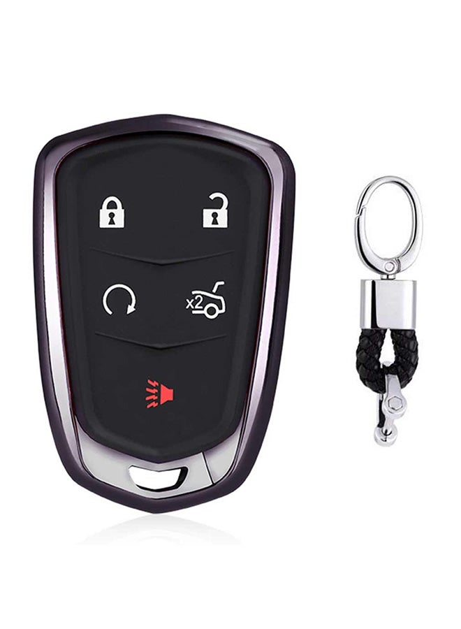 Electroplating Single-shell Car Key Case With Key Ring - Image 1