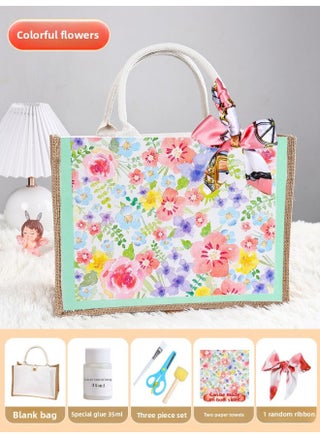Butterfly Ancient Bart Material Bag Diy Mother's Day Canvas Bag Children's Handmade Creative Linen Bag Group Building Activity Gift-Color:Horizontal Style [colorful Flower Shadows] Comes With A Full Set Of Tools + Detailed Tutorials - pzsku/ZF3106662D06872AE46ADZ/45/1745502334/c96c9610-2ab4-483c-973b-1629014d07e4