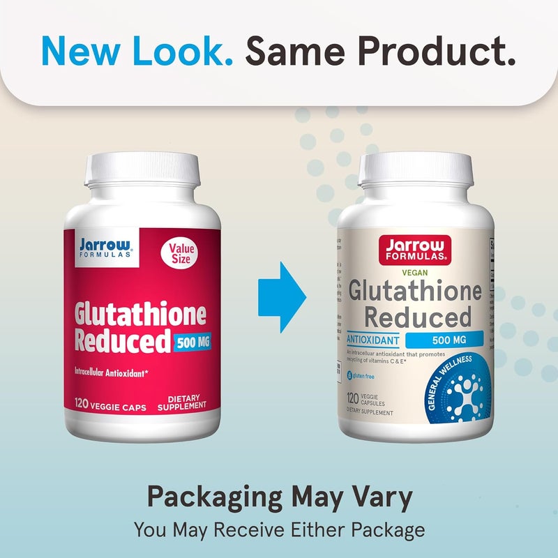 Jarrow Formulas Glutathione Reduced 500 mg  120 Veggie Capsules  Intracellular Antioxidant  Quality Glutathione Supplements  Supports Recycling of Vitamins C  E  NonGMO  Gluten Free  Vegan - Image 2