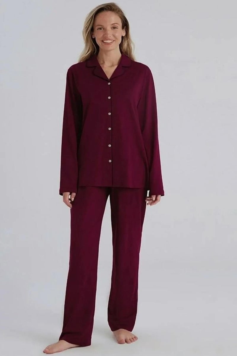 Eros Women's Buttoned Pajama Set, Long Sleeve Shirt Pajama Set, Boxed
