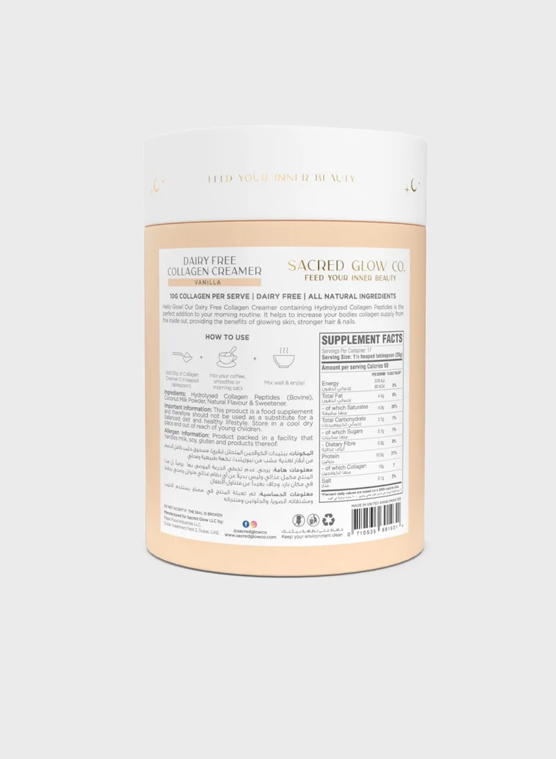 SACRED GLOW CO. Collagen Creamer Dairy Free  - Natural Vanilla Flavour (17 Servings)