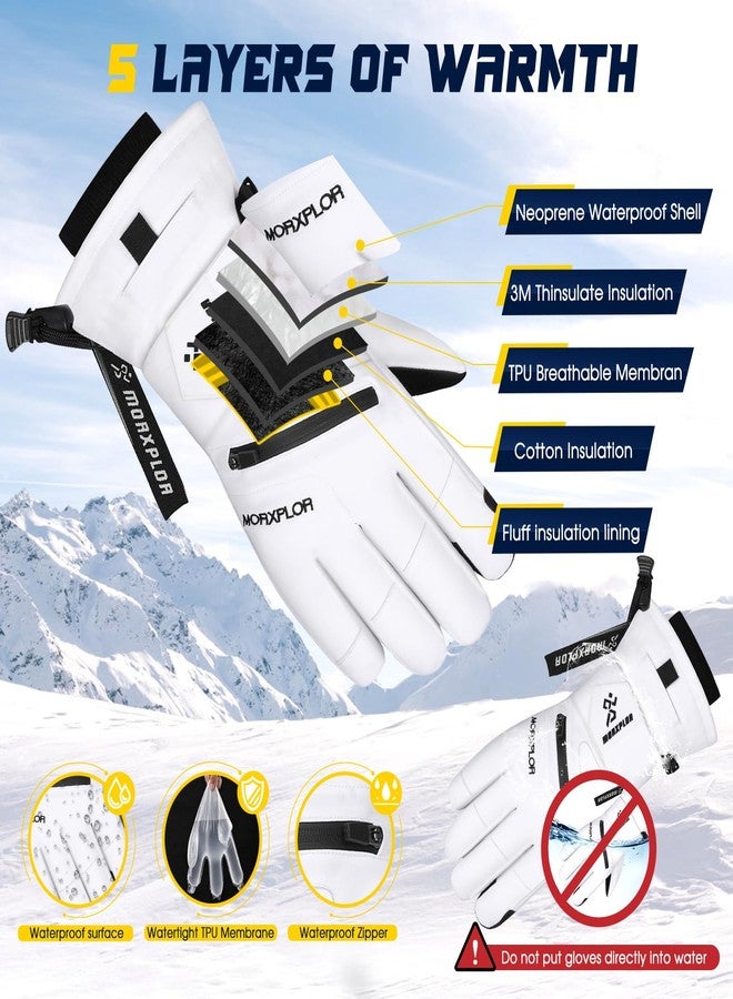 MORXPLOR Ski Gloves with Wrist Guards Low Profile,Double-Side Wrist Protection Pair Snowboarding Gloves - Image 3
