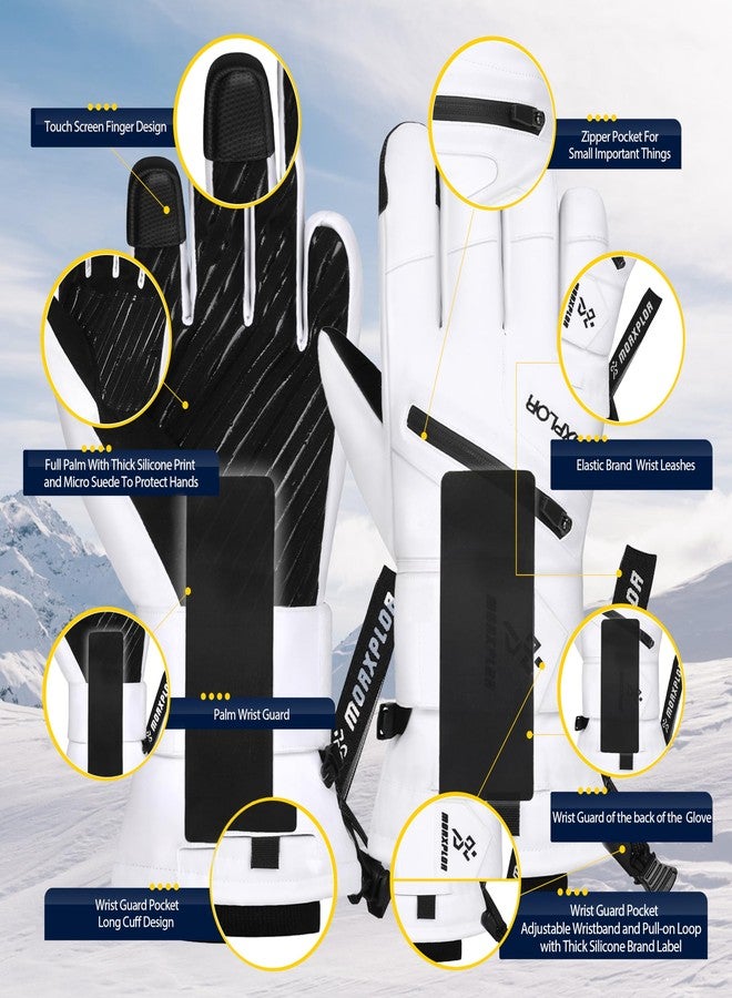 MORXPLOR Ski Gloves with Wrist Guards Low Profile,Double-Side Wrist Protection Pair Snowboarding Gloves - Image 2