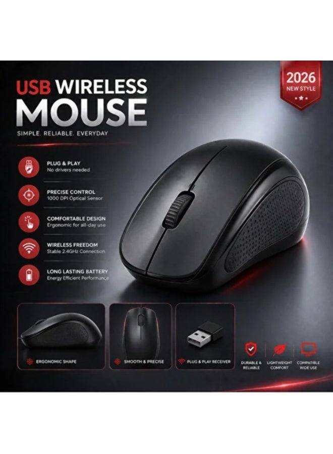Exatech Wireless Optical E-tech Mouse with USB Nano Receiver, Black - Image 2