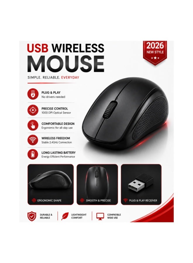 Exatech Wireless Optical E-tech Mouse with USB Nano Receiver, Black - Image 3