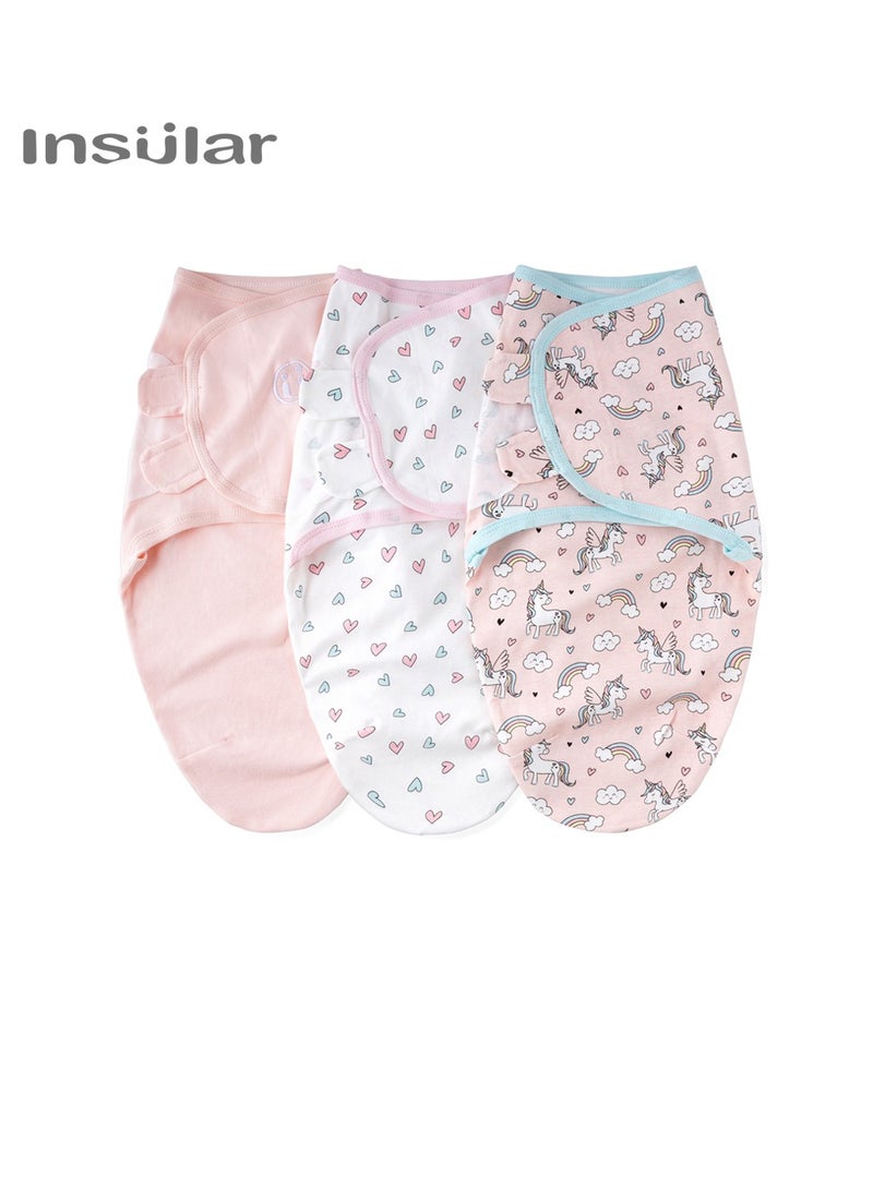 insular 3-Piece Soft Cotton Infant Sleeping Baby Swaddle Wrap