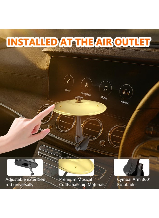 Car Cymbal Drum Vent, Mini Metal Drum Collision Cymbal Suitable For Car Dashboard, Fun Instrument Tool, Suitable For Drummer Music Enthusiasts Gift (Gold) - Image 4