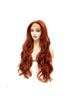 Rugelyss Rugelyss Fashion Glueless Auburn Copper Red 24Inch Long Natural Wavy Free Part Small Area Lace Front Wigs Heat Resistant Synthetic Hair Wig for Women (Copper Red)  - Image 3