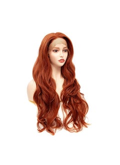 Rugelyss Rugelyss Fashion Glueless Auburn Copper Red 24Inch Long Natural Wavy Free Part Small Area Lace Front Wigs Heat Resistant Synthetic Hair Wig for Women (Copper Red)  - Image 5