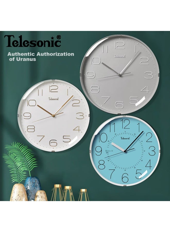 Telesonic Wall Clock, 12-inch Minimalist Style, Home Living Room Decorative Quartz Clock, Bedroom Timepiece, 30cm - Image 2