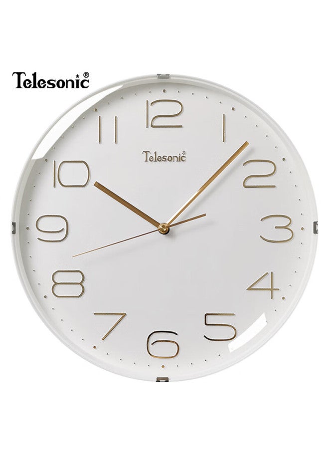 Telesonic Wall Clock, 12-inch Minimalist Style, Home Living Room Decorative Quartz Clock, Bedroom Timepiece, 30cm - Image 1