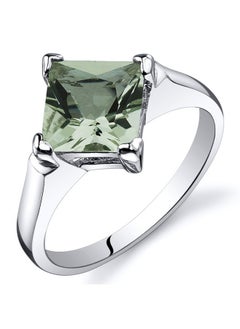 PEORA Green Amethyst Engagement Ring In Sterling Silver Classic Designer Solitaire Princess Cut 7Mm 1.50 Carats Comfort Fit Size 5  - Image 1