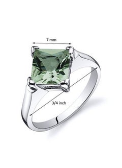PEORA Green Amethyst Engagement Ring In Sterling Silver Classic Designer Solitaire Princess Cut 7Mm 1.50 Carats Comfort Fit Size 5  - Image 4