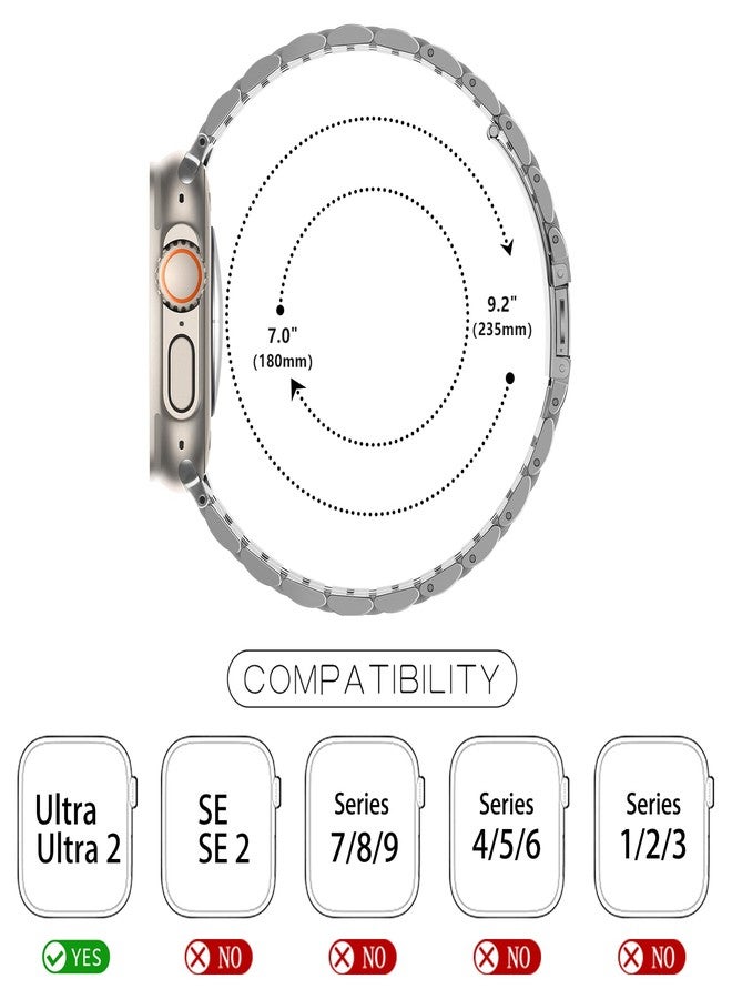 Tasikar Band Compatible with Apple Watch Ultra 3 Band 49mm, Men Women Strap Solid Stainless Steel Metal Bracelet Compatible with Apple Watch Ultra 2/1 49mm, Silver-Gold - Image 4