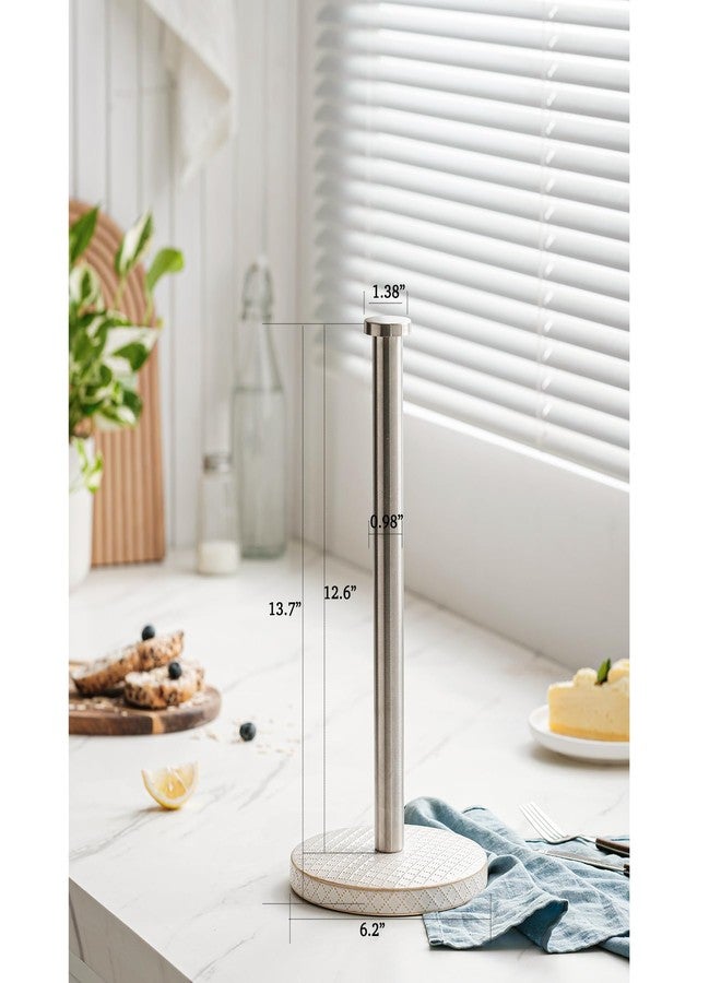 Mikigey Paper Towel Holder, Farmhouse Kitchen Towel Holder for Countertop, Ceramic Standing Paper Towel Holders for Kitchen Bathroom, Silver Paper Towel Holder (Checks) - Image 5