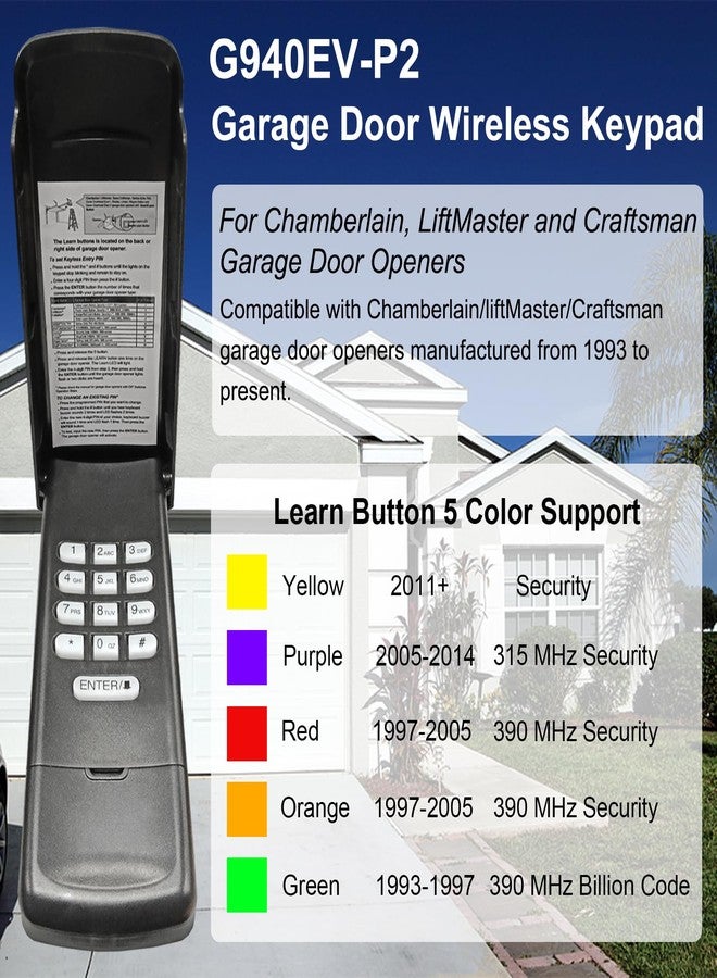 GIOATY Universal Garage Door Opener Keypad for Liftmaster Chamberlain Craftsman Wayne Dalton Openers Produced Since 1993, Wireless Keypad Keyless Entry,Replaces 877/878MAX 377/977/877/66LM,SafeSecurity2.0+ - Image 2