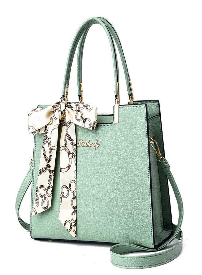 FANDARE Women's Classic Green Tote Handbag with Top Handle, Adjustable Strap, 7 Pockets, 12000cc Capacity, 30cm(L) x 12cm(W) x 22cm(H), Lightweight, PU Leather - Image 1