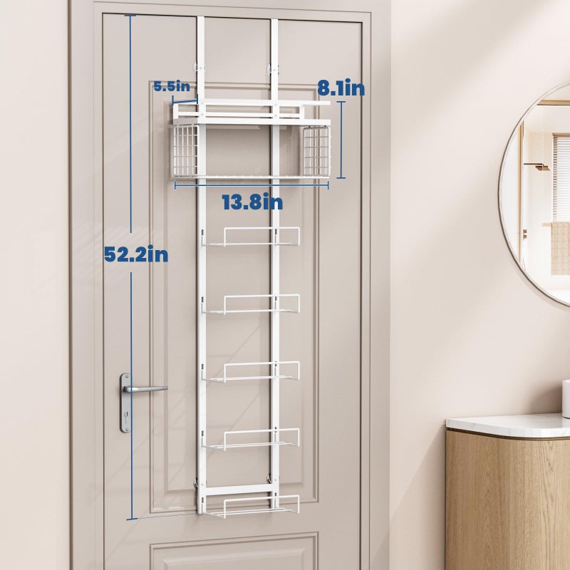 Aetyord Towel Racks for Bathroom Over The Door Towel Racks Towel Storage Organizer with Metal Shelf Basket for Bathroom Rv Camper (7-Tier White) - Image 4