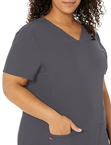 HeartSoul Women's Pitter-Pat V-Neck Scrubs Shirt, Pewter, Large - Image 3