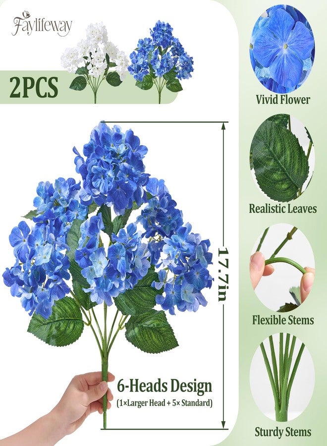 Faylifeway 12 Heads Artificial Flowers for Outdoors, UV Resistant Faux Hydrangea Flowers for Outdoor Planters Front Porch Garden Window Box Patio Decor （White&Blue） - Image 4