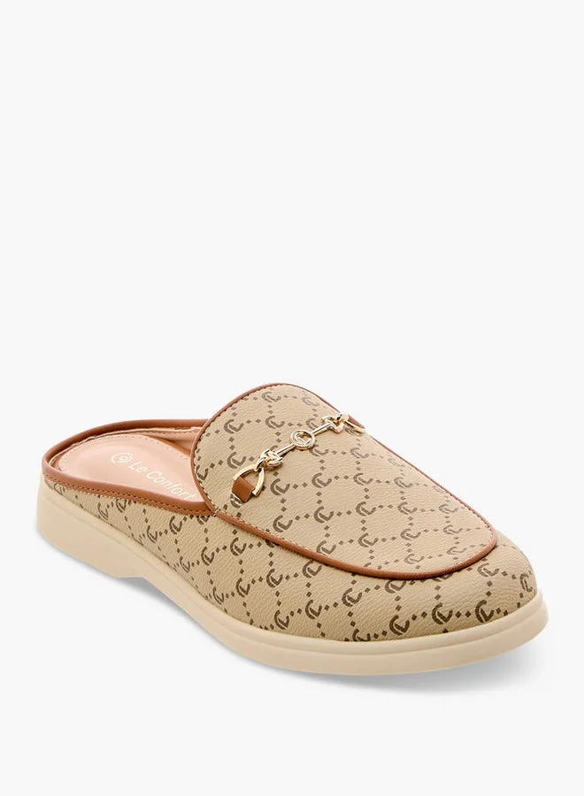 Le Confort Monogram Print Slip-On Mules