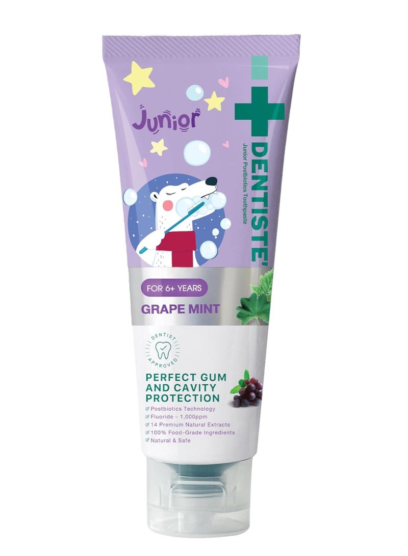 DENTISTE Kids Postbiotics Toothpaste Perfect Gum and Cavity Protection Grape Mint Flavor 6 Year Old