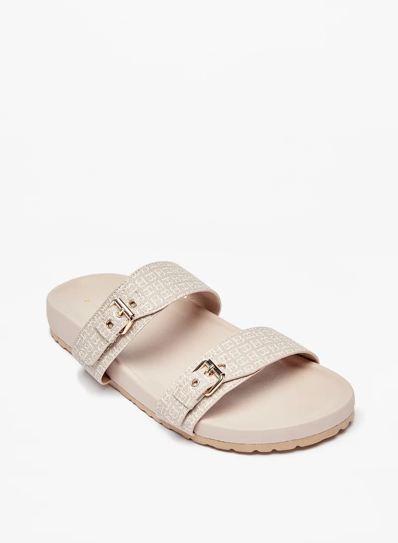 Flora Bella By Shoexpress Womens Logo Print Slip On Sandals By Shoexpress