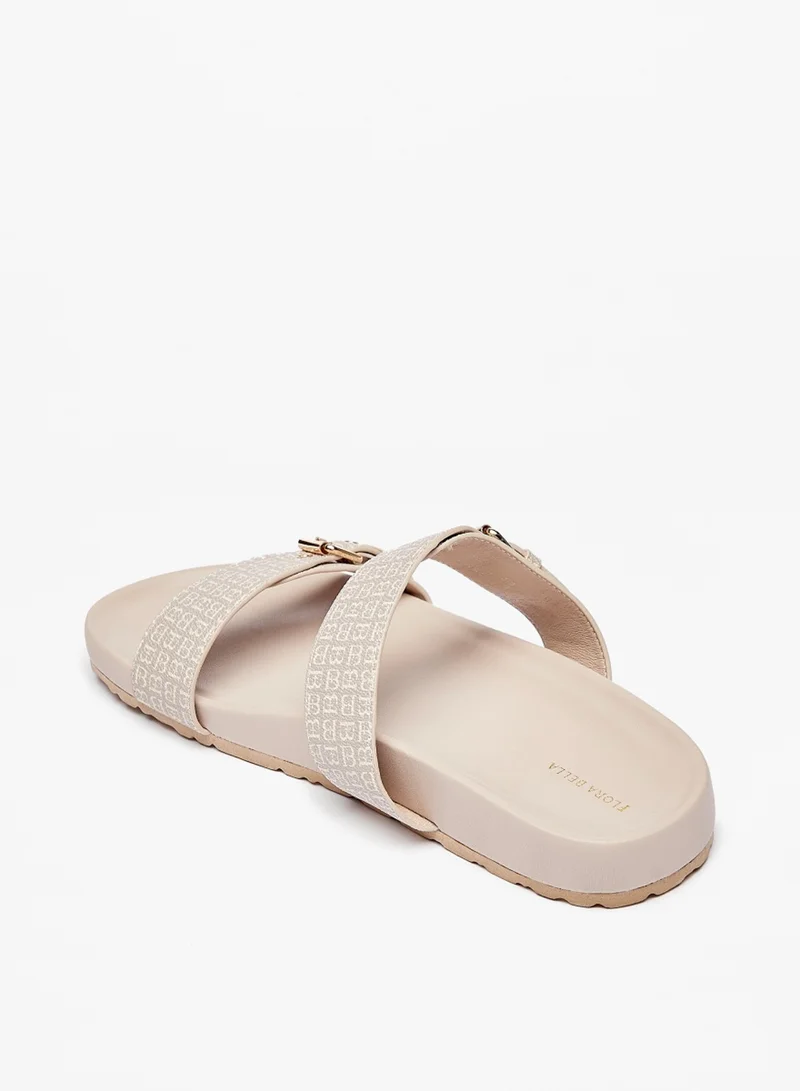 Flora Bella By Shoexpress Womens Logo Print Slip On Sandals By Shoexpress