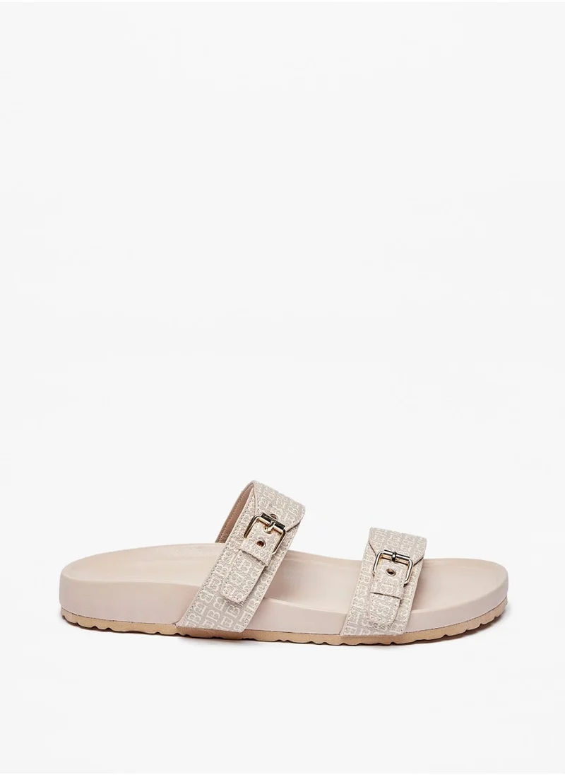 Flora Bella By Shoexpress Womens Logo Print Slip On Sandals By Shoexpress