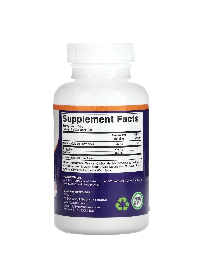 Vitamatic فيتاميناتك، كافيين و L-ثيانين، 120 قرص - Image 2