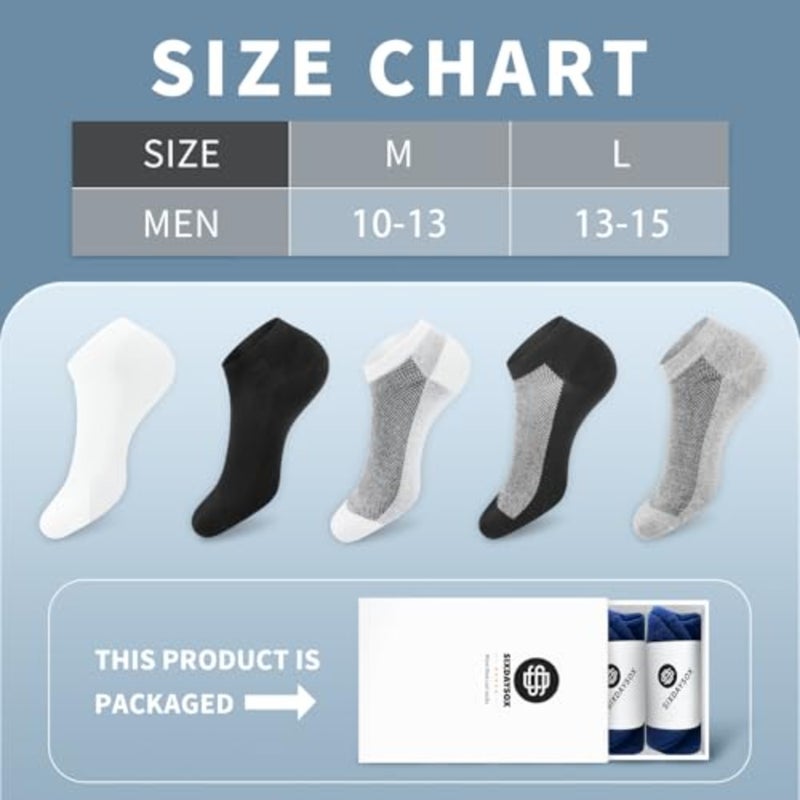 SIXDAYSOX 8 Pack Mens Ankle Socks Low Cut Comfort Casual Socks Size 10-13/13-15 - Image 2