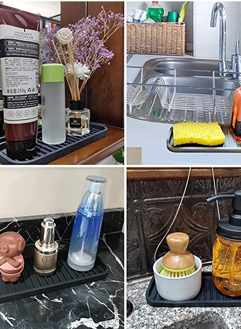 KASTWAVE 2 Pack Silicone Sponge Holder Kitchen Sink Organizer Tray Dish Caddy Soap Dispenser Scrubber Spoon Holder Dishwashing Accessories - Image 5