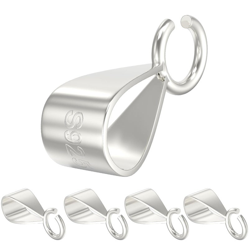 OHINGLT 925 Sterling Silver Bails for Pendants Clasp with Open LoopJewelry Bails for Pendants Slider Connectors for Necklace Jewelry Making Made in Italy5Pcs