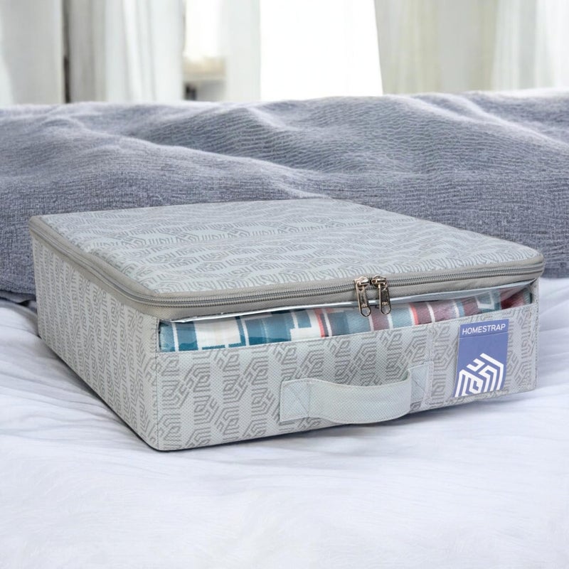 Homestrap Foldable NonWoven Bedsheet Organizer DustProof Wardrobe Storage Box for Linens Pillowcases Duvet Covers SpaceSaving Foldable and Stackable Cupboard Organizer - Image 1