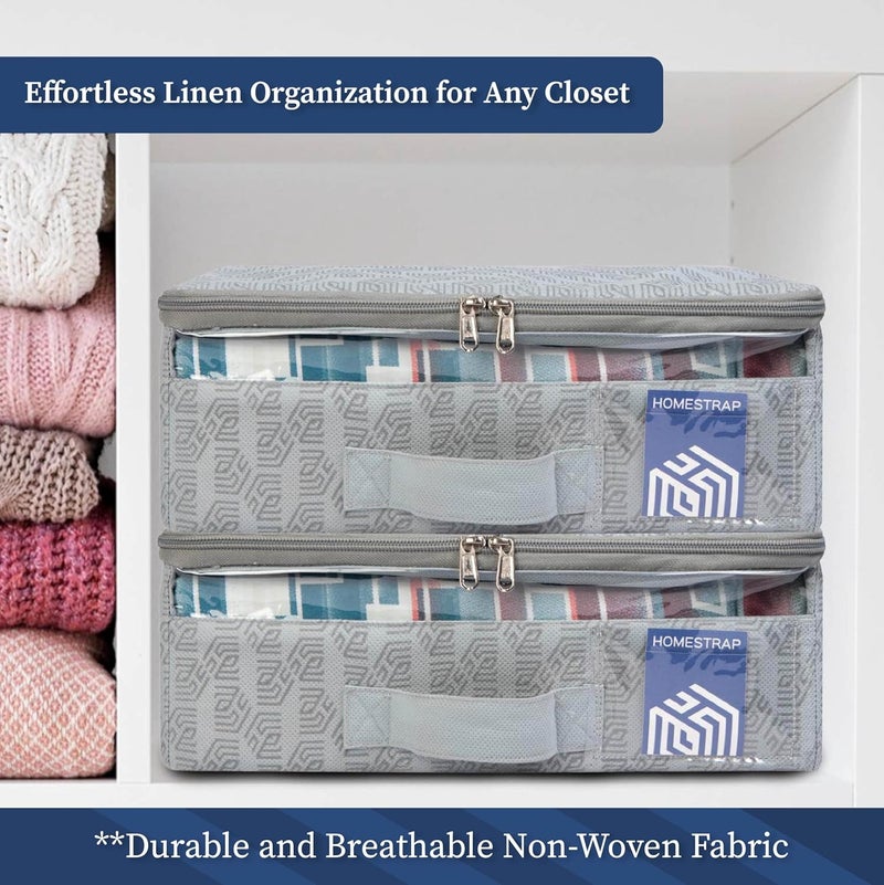 Homestrap Foldable NonWoven Bedsheet Organizer DustProof Wardrobe Storage Box for Linens Pillowcases Duvet Covers SpaceSaving Foldable and Stackable Cupboard Organizer - Image 5