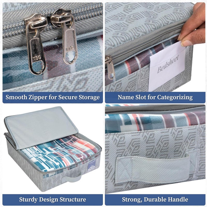 Homestrap Foldable NonWoven Bedsheet Organizer DustProof Wardrobe Storage Box for Linens Pillowcases Duvet Covers SpaceSaving Foldable and Stackable Cupboard Organizer - Image 4