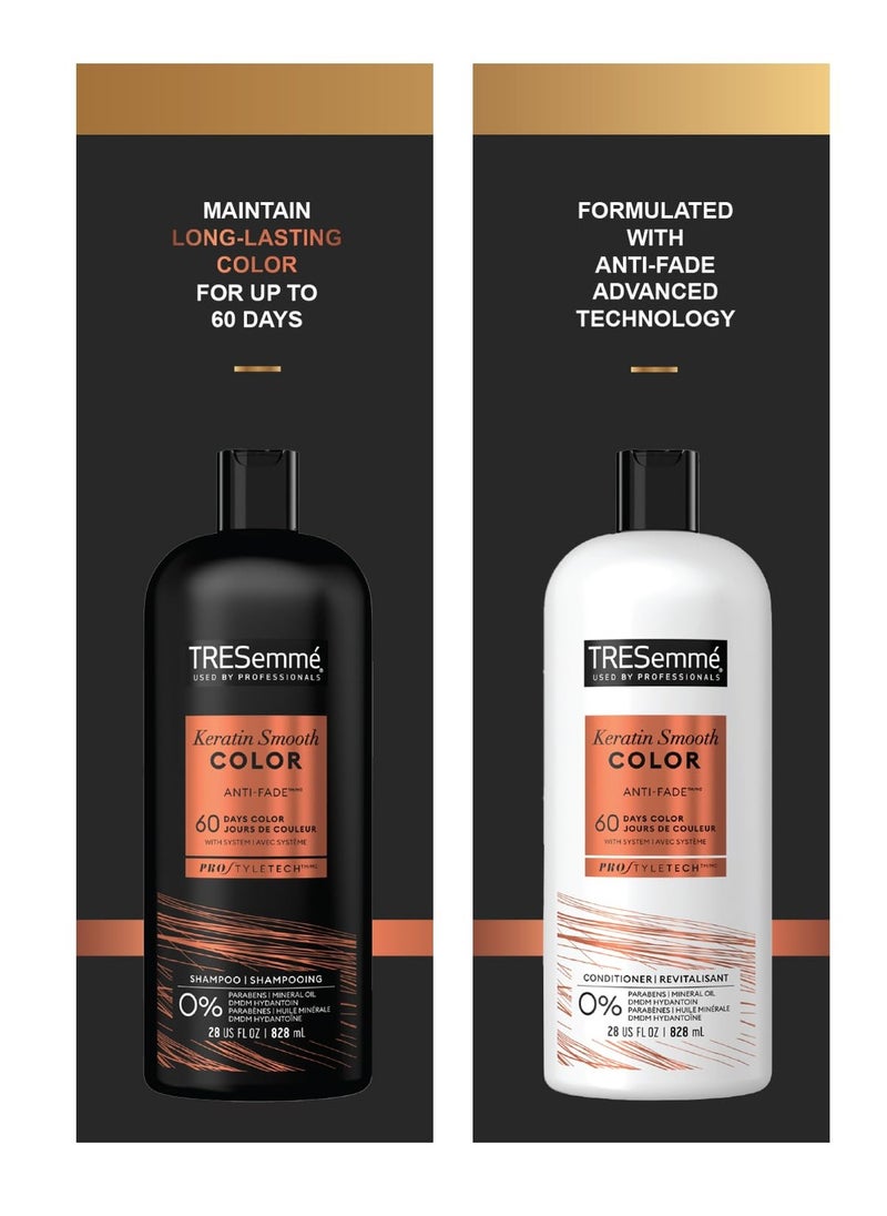 TRESemmé TRESemmé Shampoo and Conditioner, Keratin Smooth Color – Anti-Fade, Anti-Frizz Hair Products for Color-Treated Hair, 28 Oz Ea  - Image 2