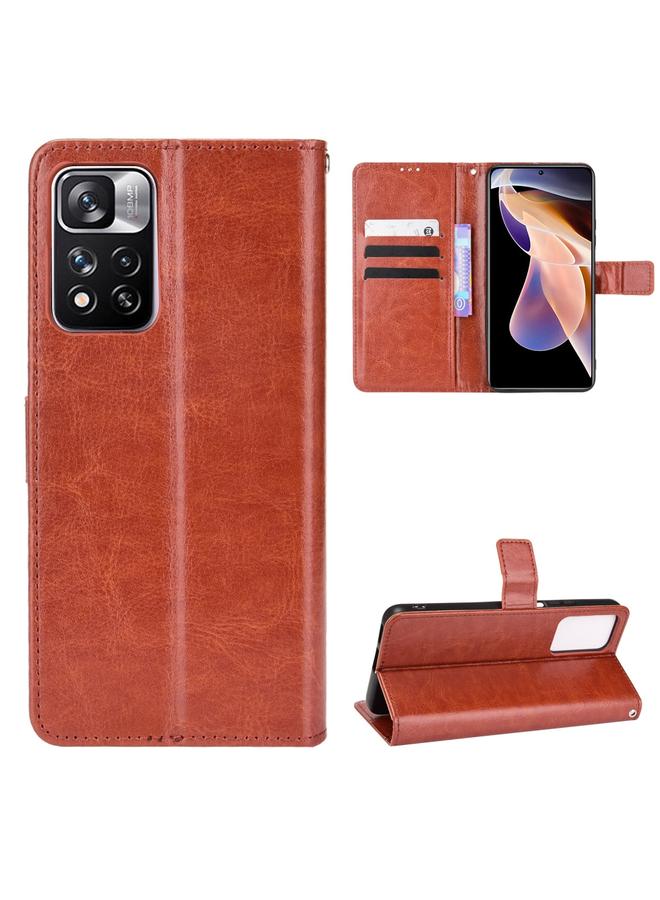 The Bros Case For Xiaomi Poco X4 NFC /Redmi Note 11 Pro China Retro Crazy Horse Texture Leather Phone Case