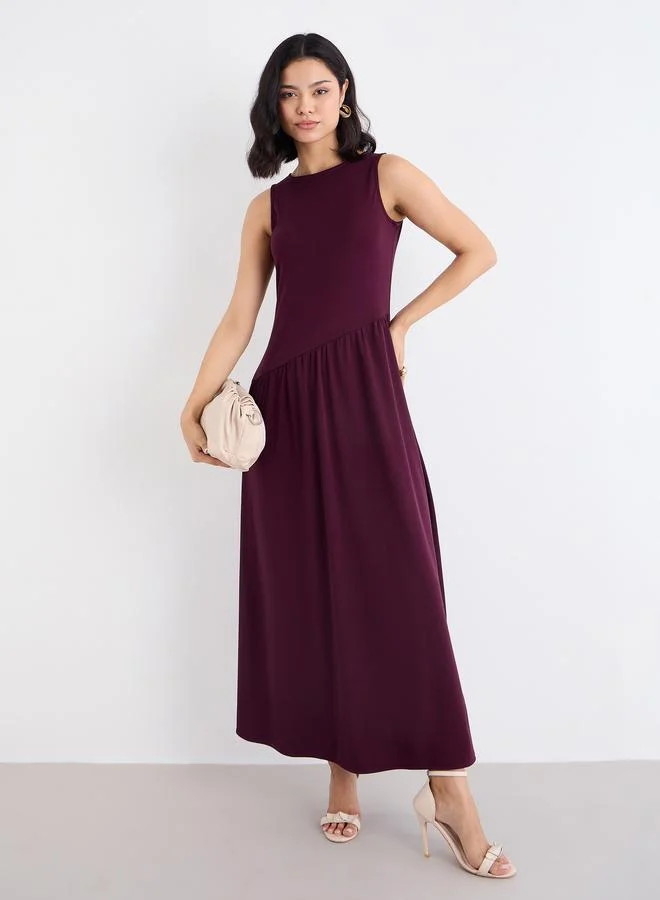 ستايلي Styli Burgundy Sleeveless Maxi Dress