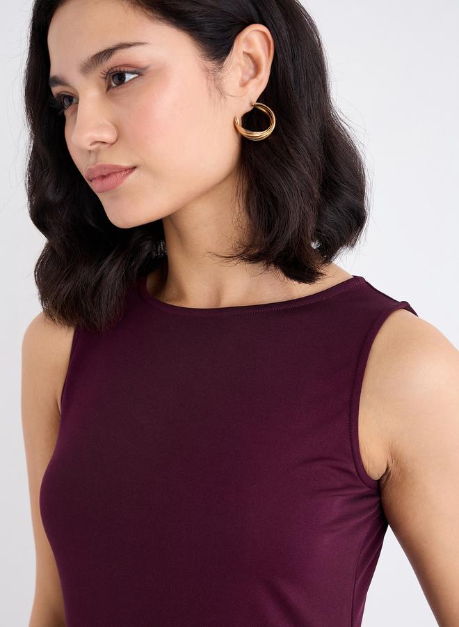 Styli Burgundy Sleeveless Maxi Dress - Image 4