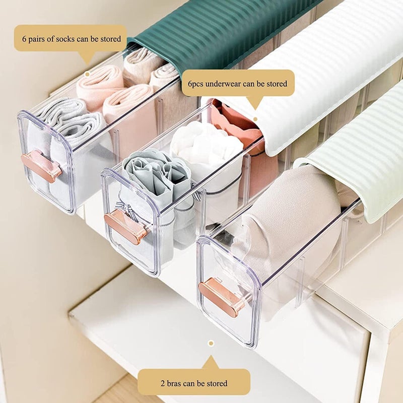Treeneral Fashionlane Wall Mounted Socks Storage Box 6 Cell New Clear Transparent Storage Box MultiFunctional Plastic Storage Rack for Clothes Socks Ties Data Cable Spices Grid Closet for Home - Image 3