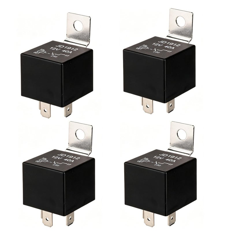 Gebildet JD1912 12V 40A 4-Pin SPST مجموعة مرحلات سيارات مع صمام ثنائي مدمج للشاحنات والشاحنات الصغيرة والدراجات النارية والقوارب، عبوة من 4 قطع - Image 1